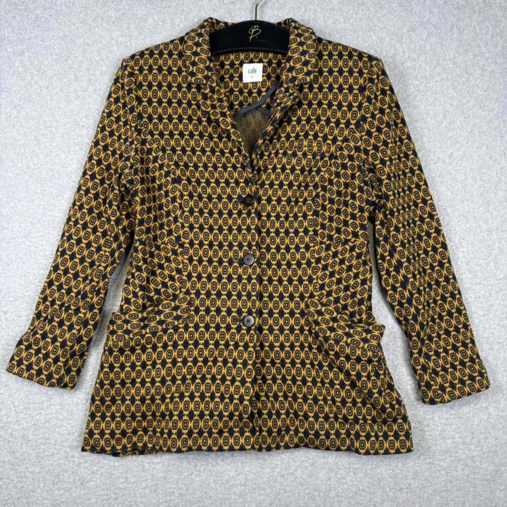 Cabi womens medium Kensington Proper Standout Medallion Blazer Jacket Yellow